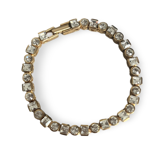 1990s - Gold Plated Swaroski Tennis Bracelet