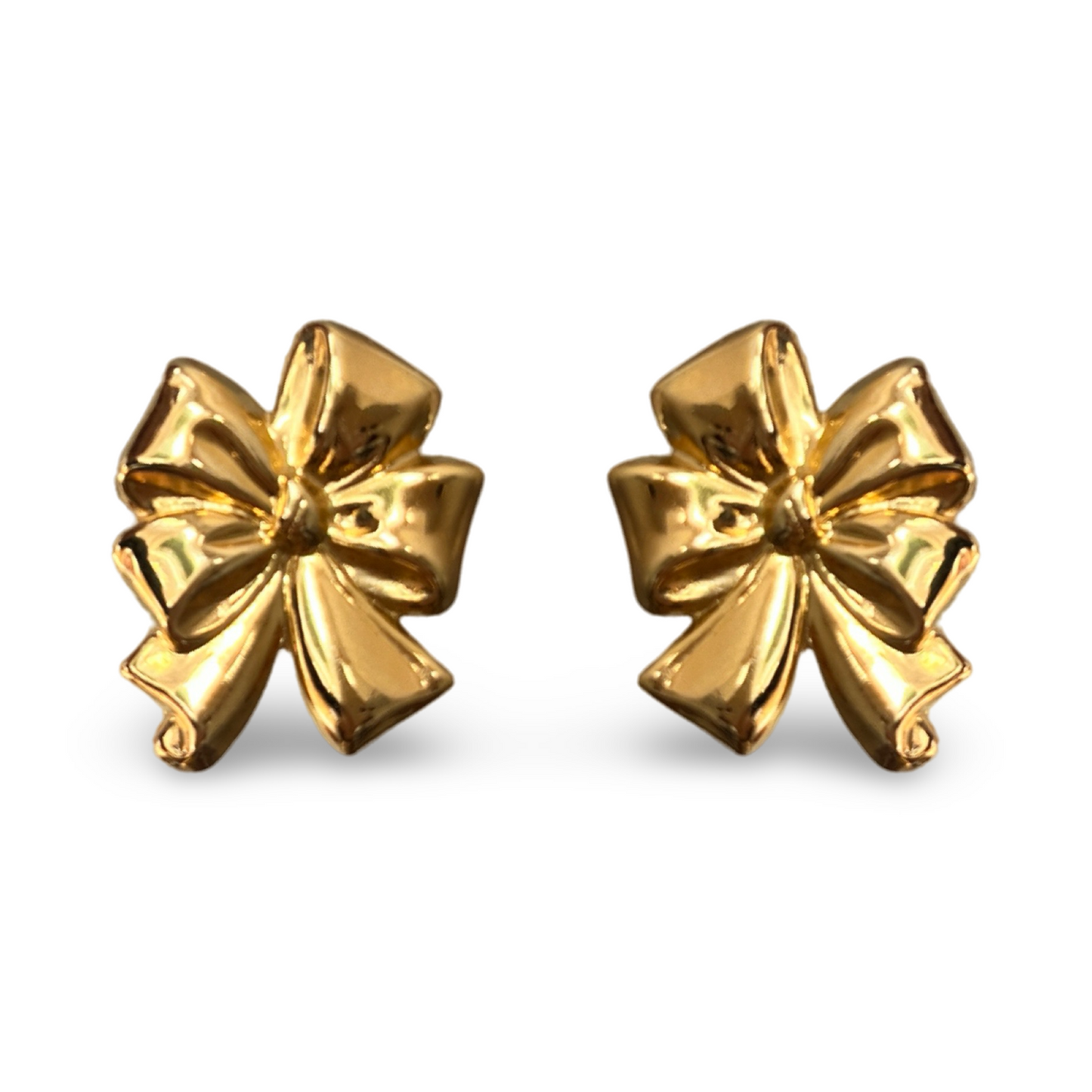 1990s Gold Plated Bow Earrings - Post