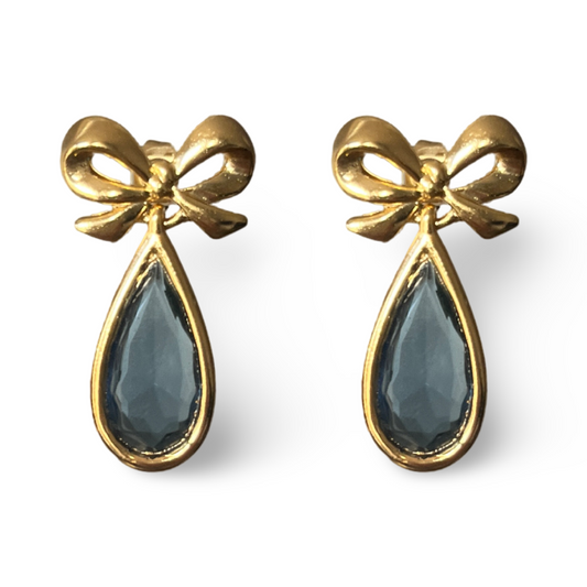 1990s Sphinx Drop Bow Earrings - Post