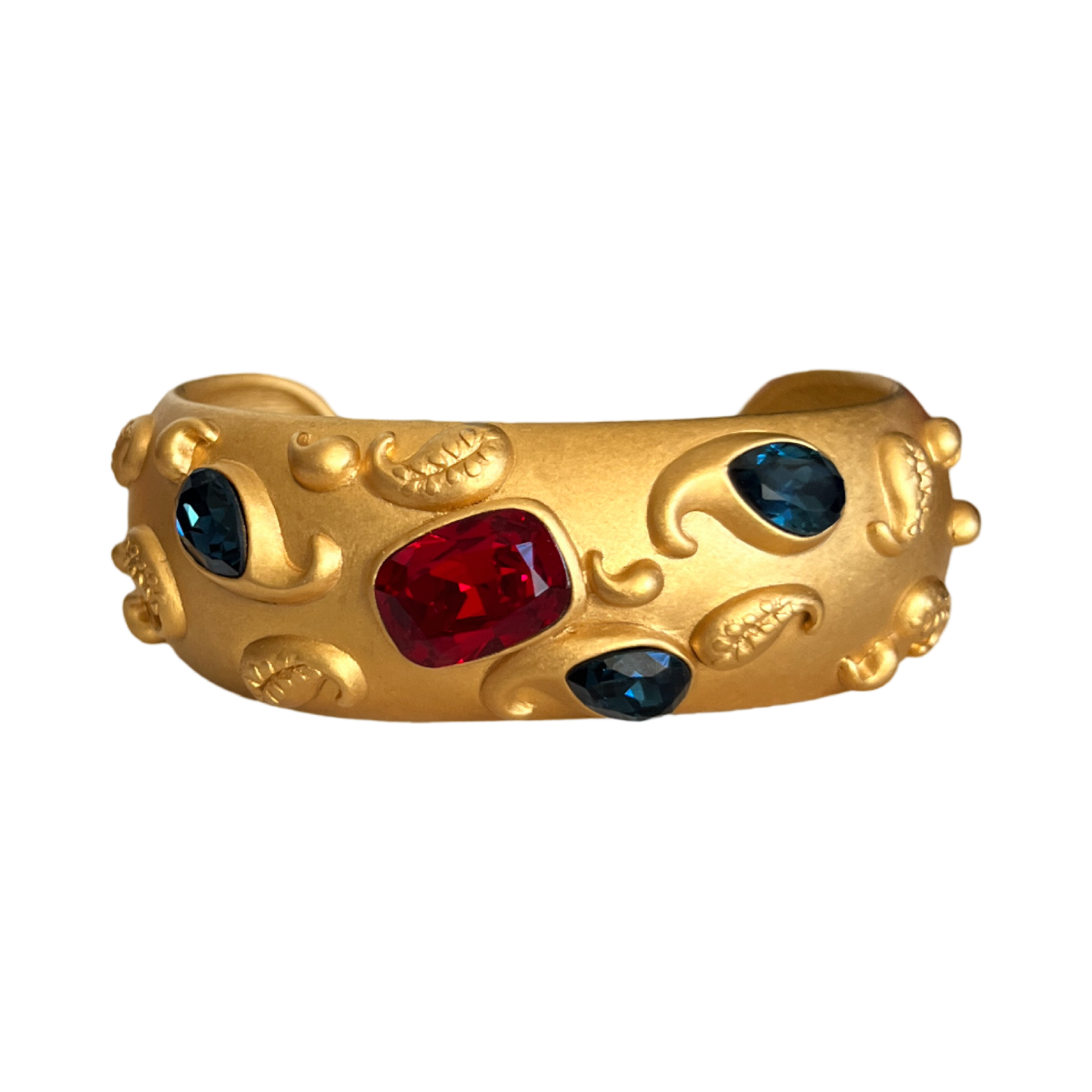 1990s Napier Matte Gold Plated Paisley Cuff Bracelet