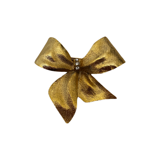 1990s Gold Plated Bow Brooch