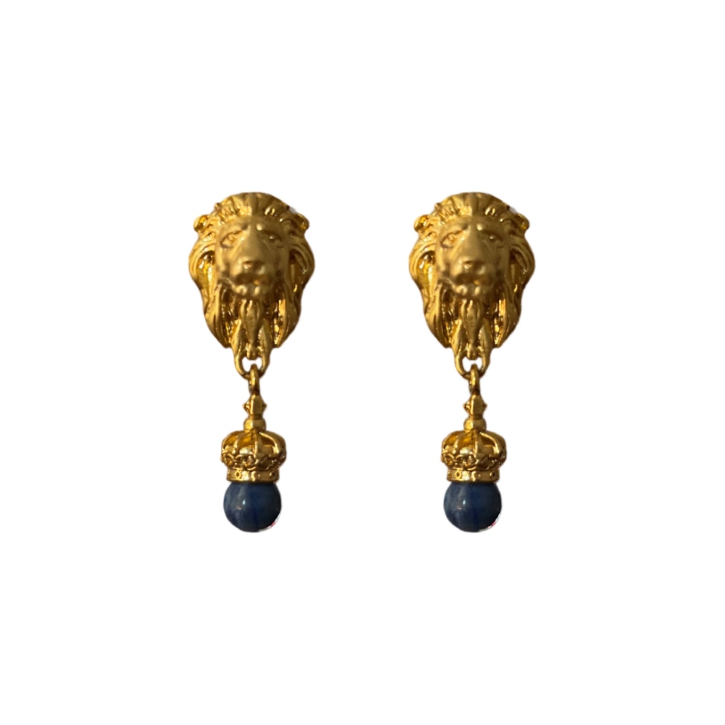 NEW Gold Plated Lion Head Stud Earrings - Post