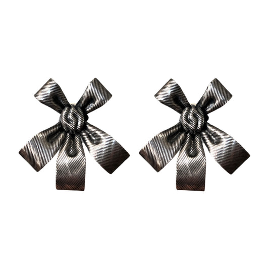 1980s Giant Silver Bow Earrings - Clip on
