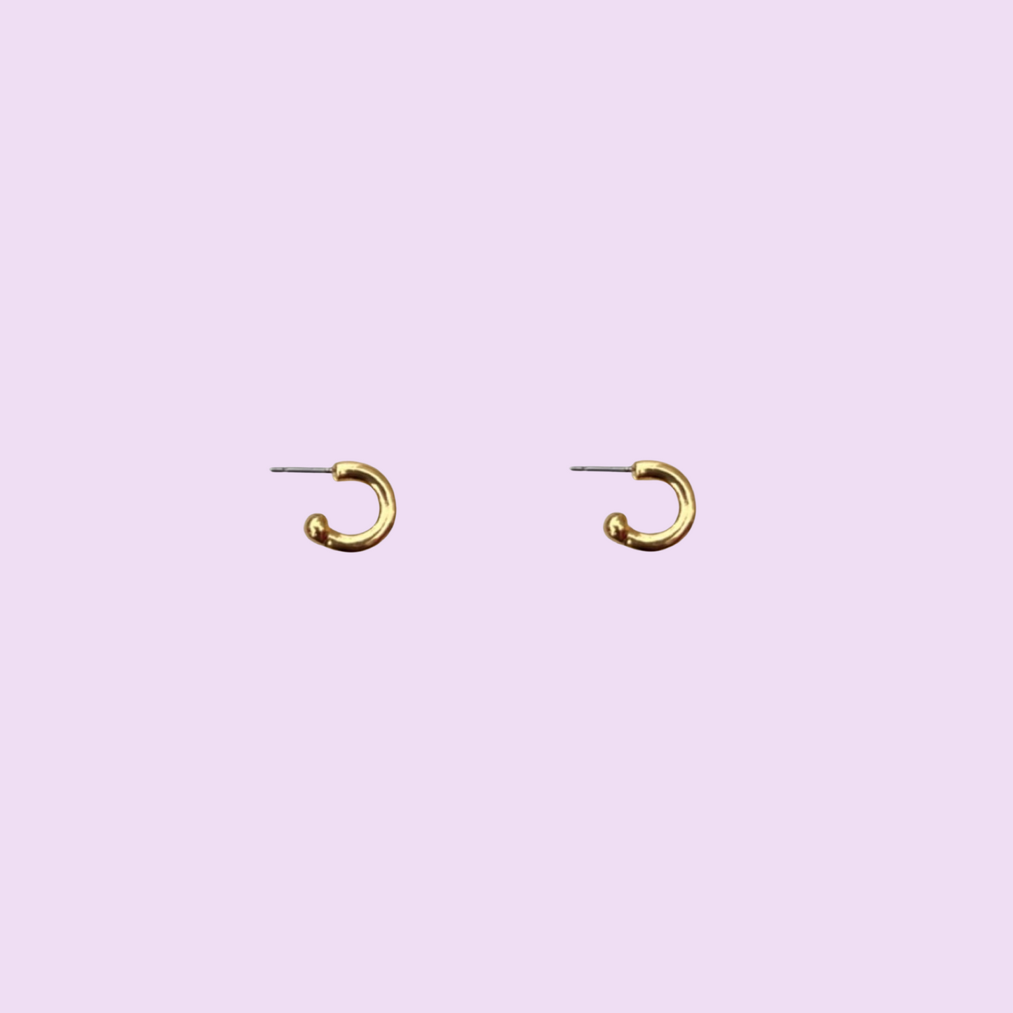 1990s Tiny Gold Plated Hoop Earrings - Post