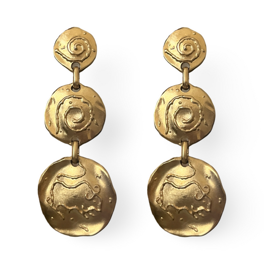 1990s Sphinx Swirl Taurus Statement Earrings - Post