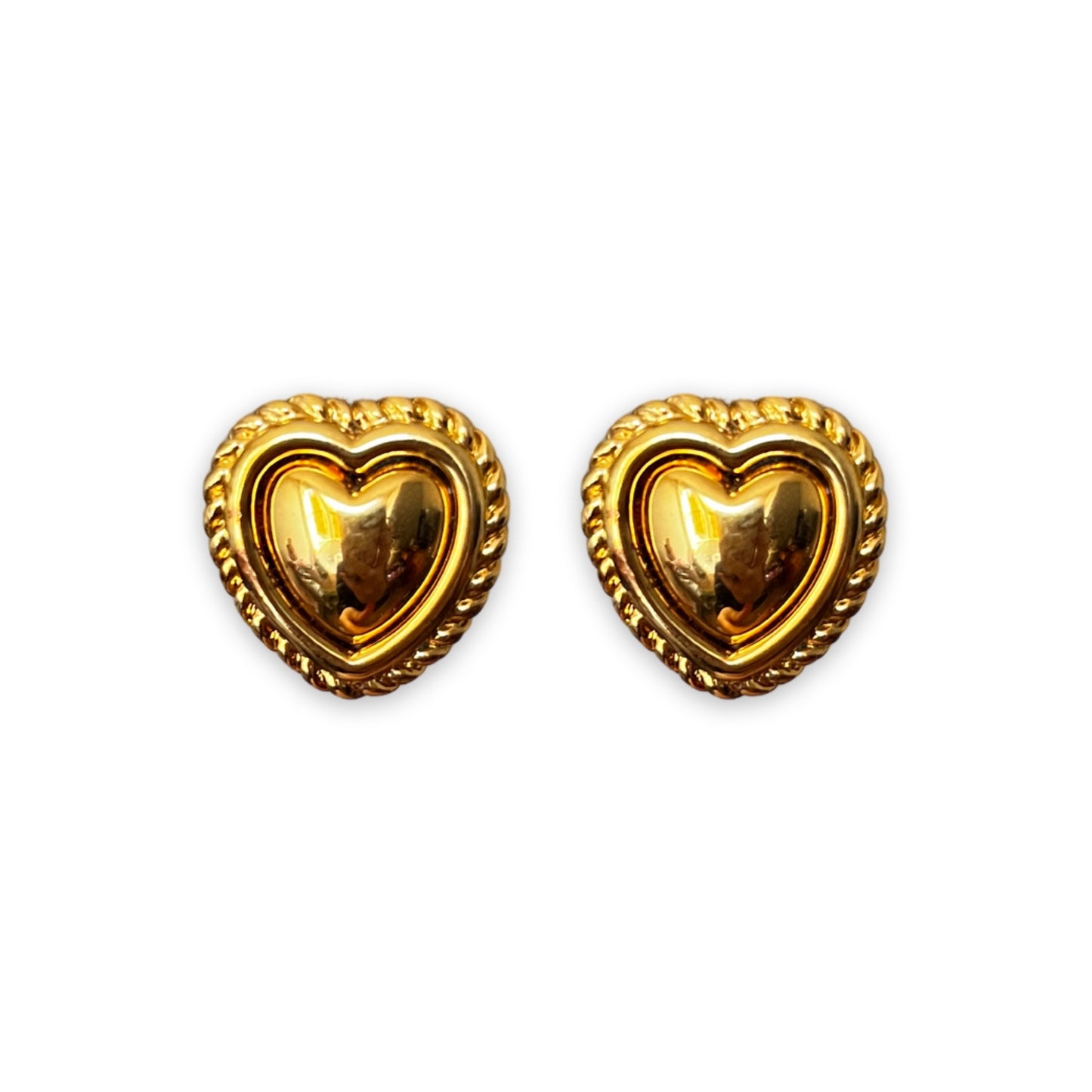 1990s Large Heart Stud Earrings - Post