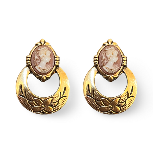 1980s Cameo Earrings - Post