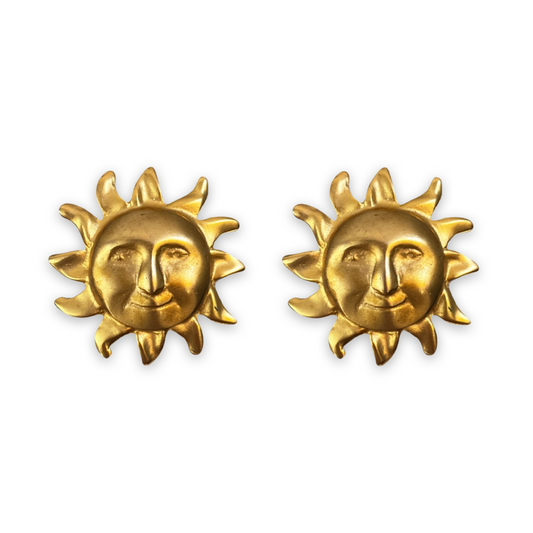 1990s Large Sun Earrings - Clip On