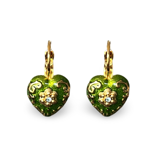 1990s Green Heart Earrings - Post