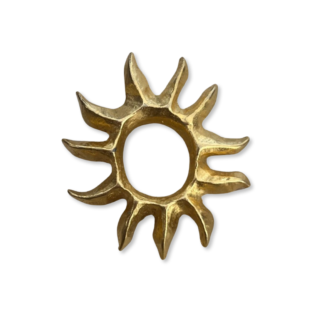 1990s Gold Plated Sun Brooch / Pendant