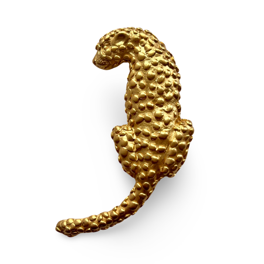 1990s Gold Plated Leopard Brooch