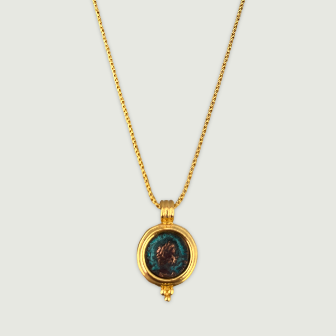 1990s Caura Coin Pendant Necklace - Post