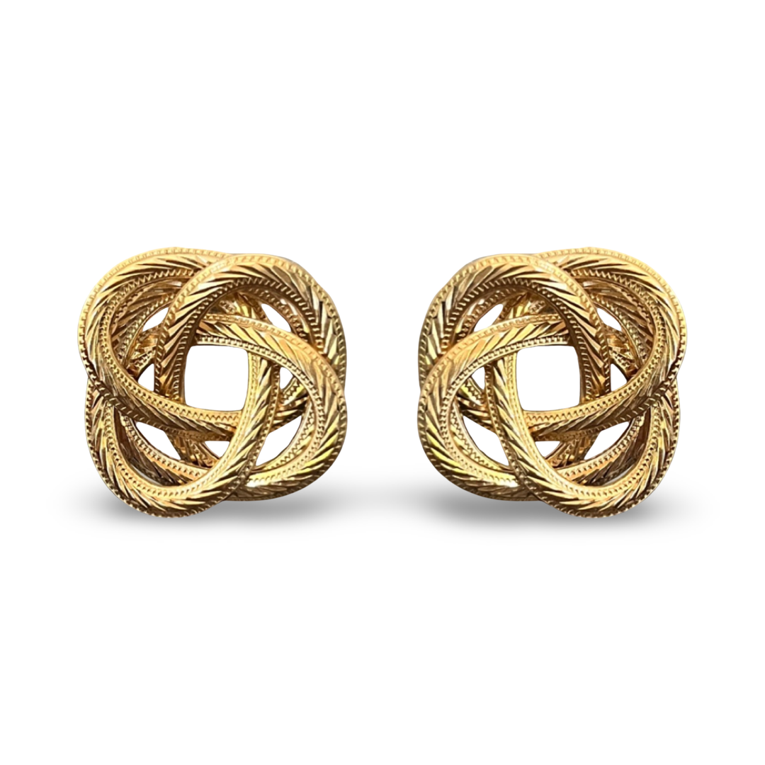 1990s Gold Plated Knot Earrings - Post