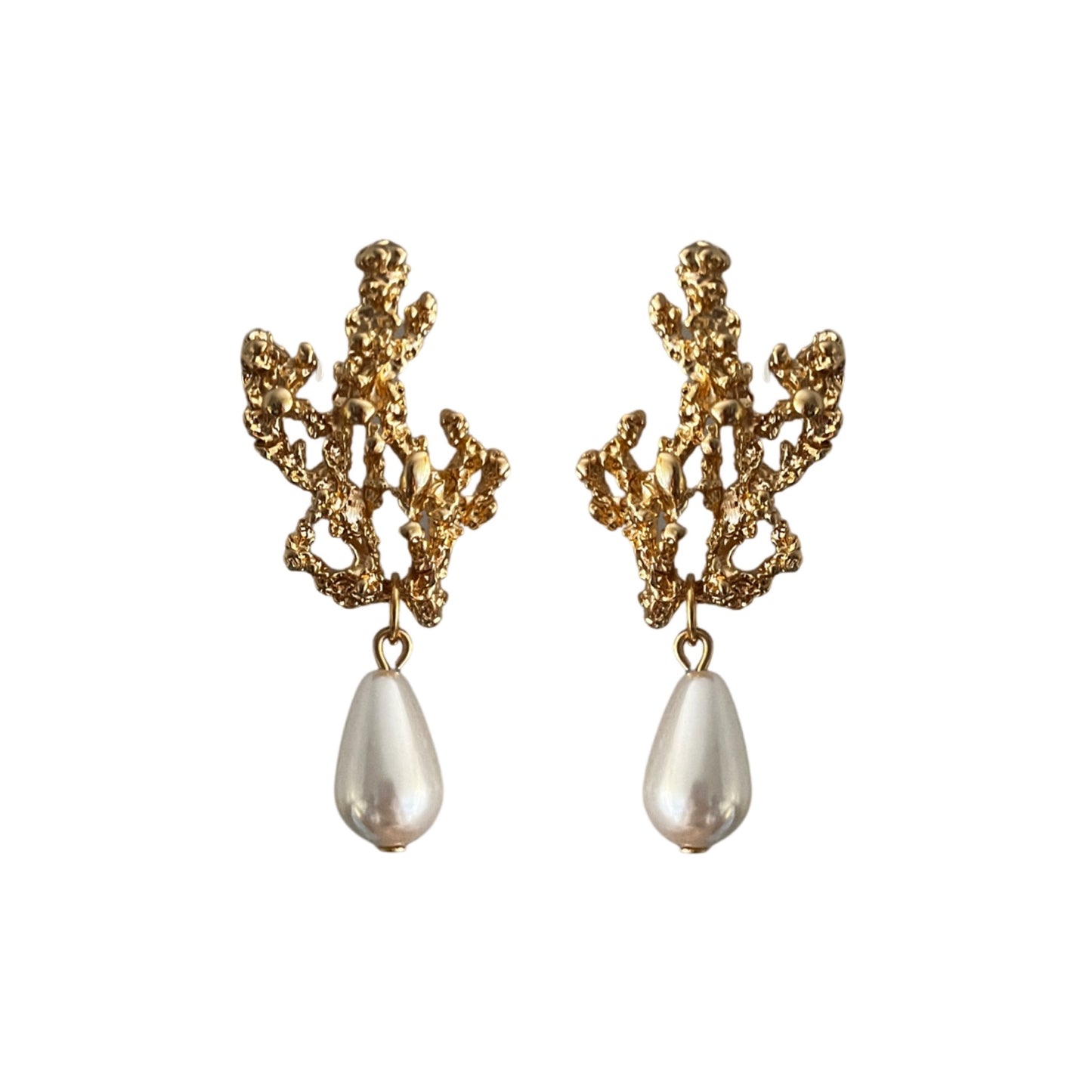 NEW - KJL Coral Earrings with Pearl Drop - Post