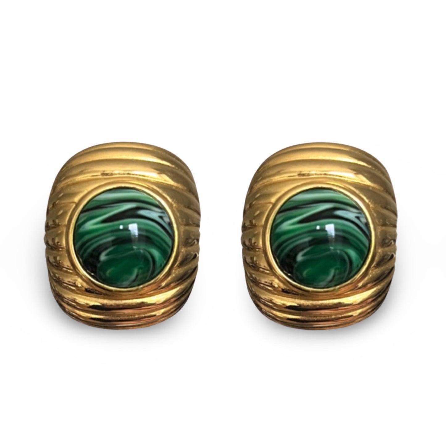 1990s Malachite Earrings - Clip on