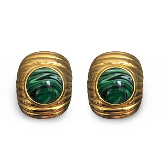 1990s Malachite Earrings - Clip on