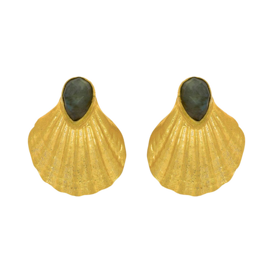 NEW - Ottoman Hands X V&A Gold Plated Shell Earrings - Post