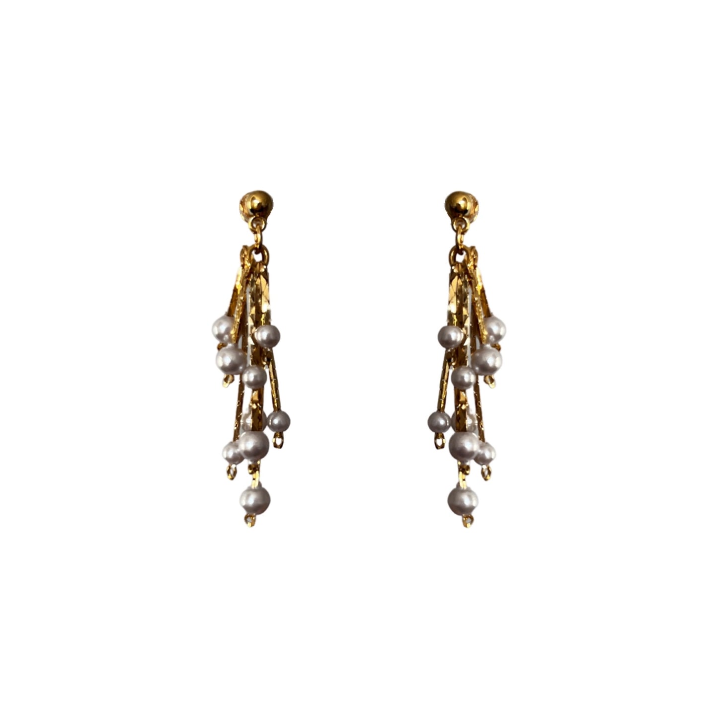 1990s Faux Pearl Firework Drop Earrings - Post