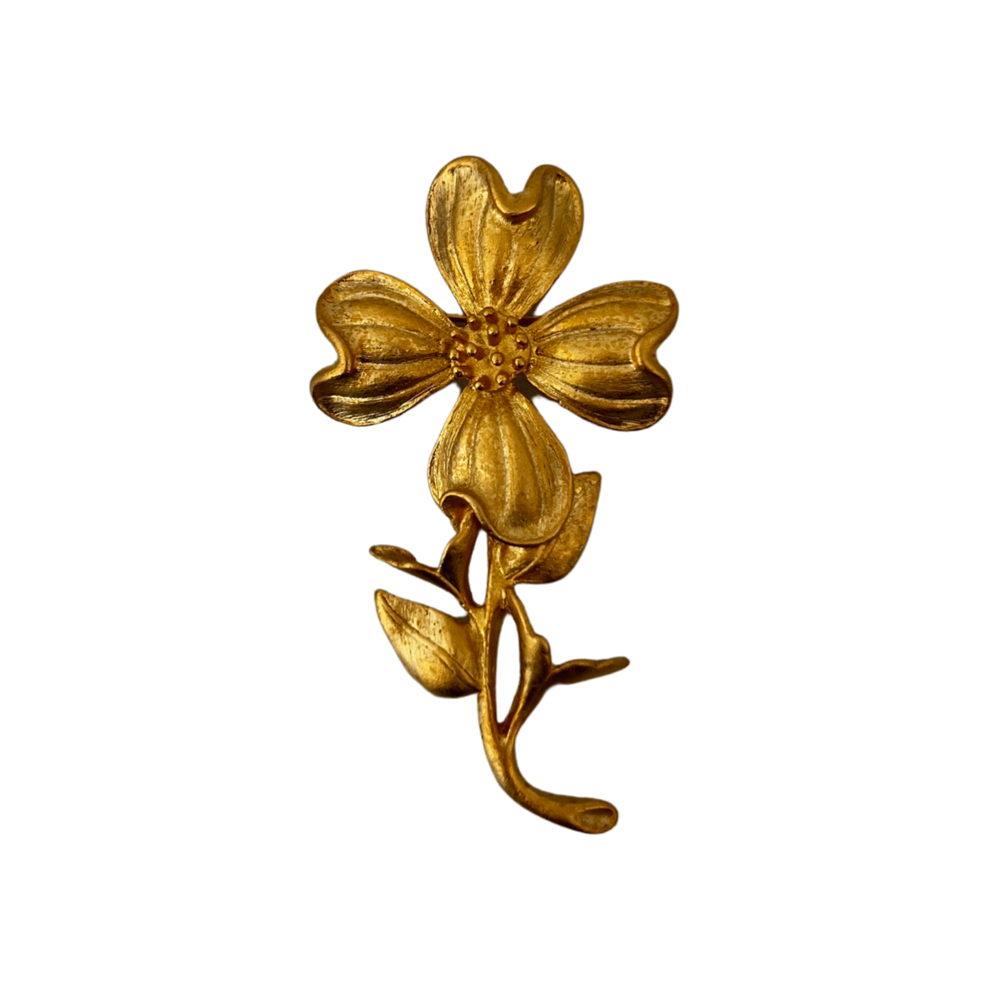 1990s Matte Gold Flower Brooch