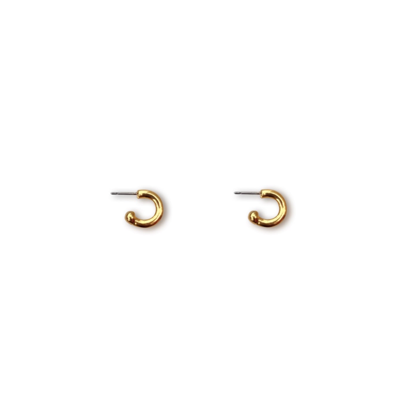 1990s Tiny Gold Plated Hoop Earrings - Post