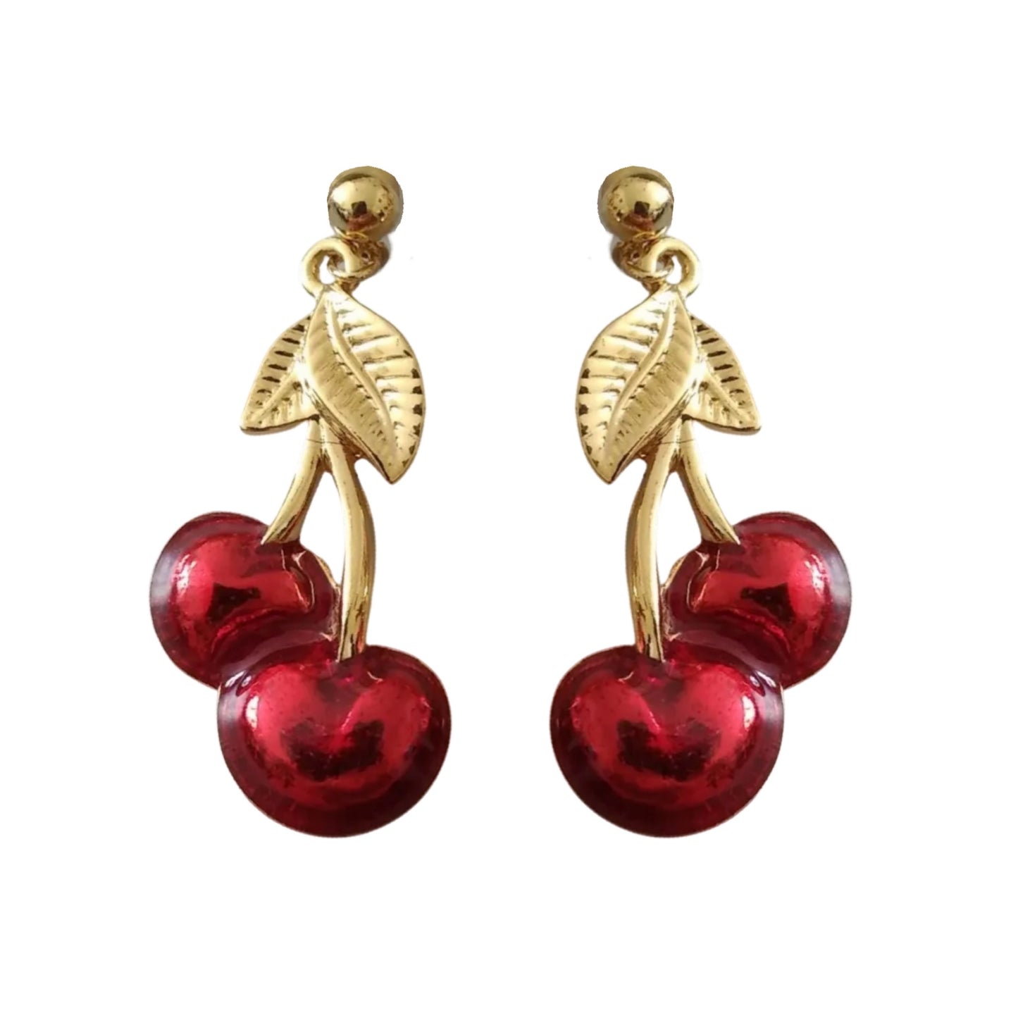 1990s Cherry Drop Earrings - Post