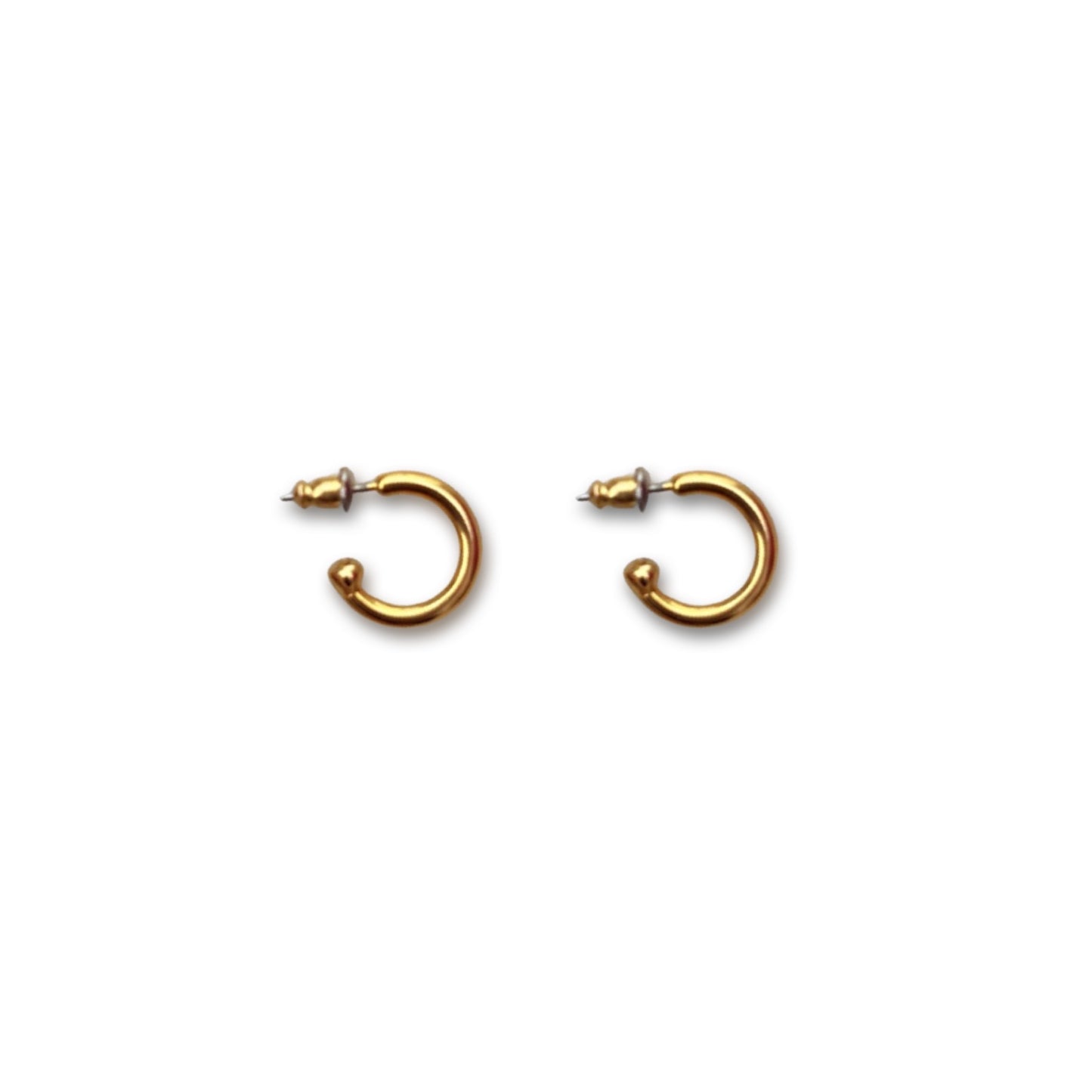 1990s Small Gold Plated Hoop Earrings - Post