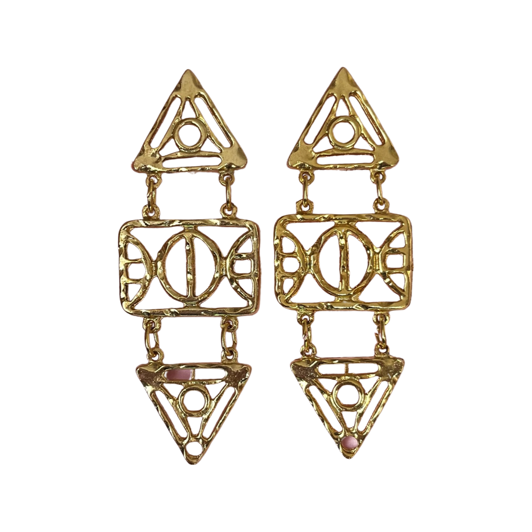 1990s Etruscan Revival Drop Earrings - Post