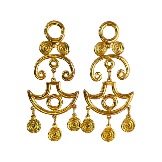 1990s Etruscan Revival Swing Statement Earrings - Post