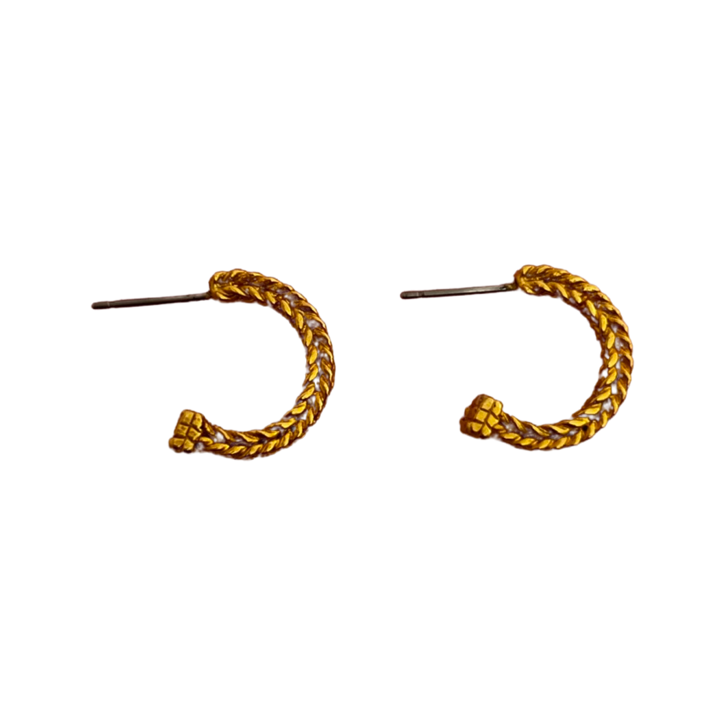 1990s Weaved Small Plait Hoop Earrings - Post