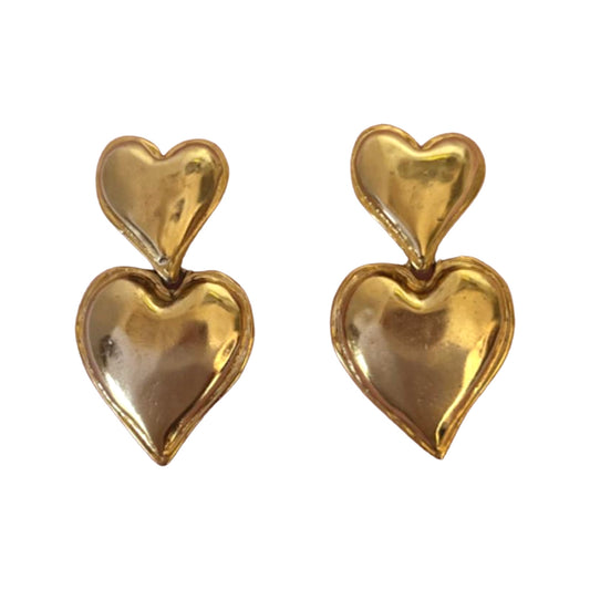 1990s Gold Plated Heart Earrings - Clip on