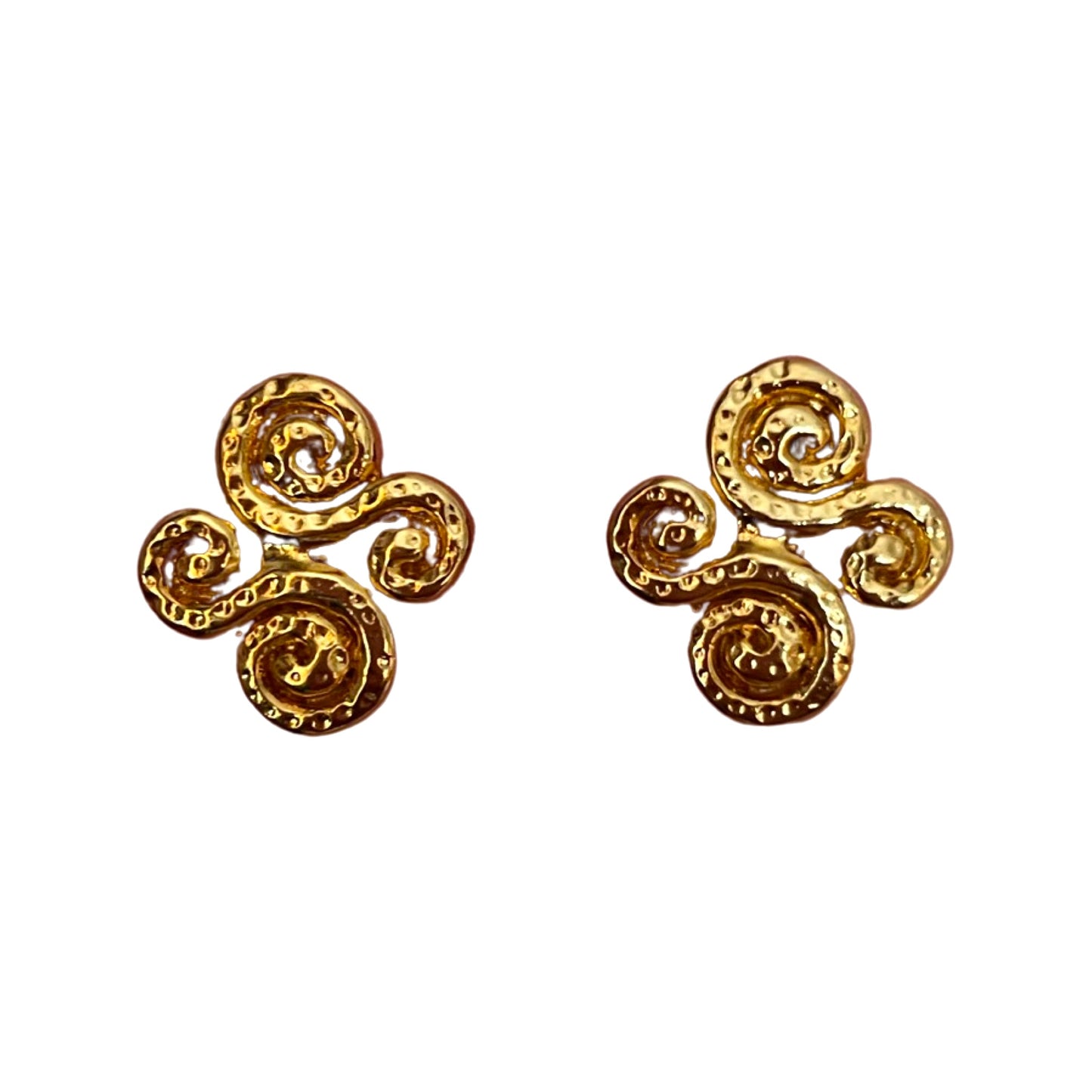 1990s Vintage Gold Plated Swirl Earrings - Post