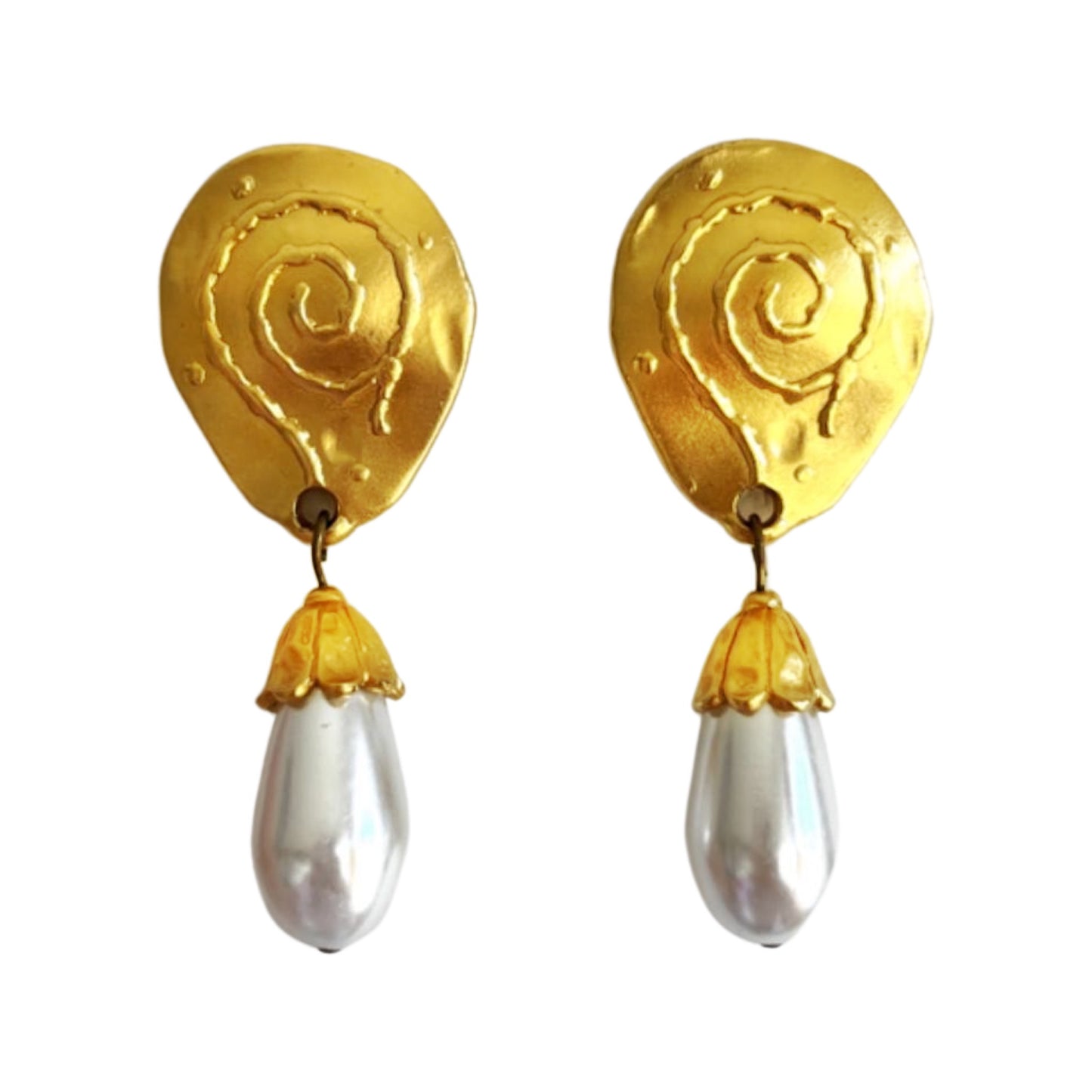 1990s Chris de Brett Drip Faux Pearl Earrings - Clip On