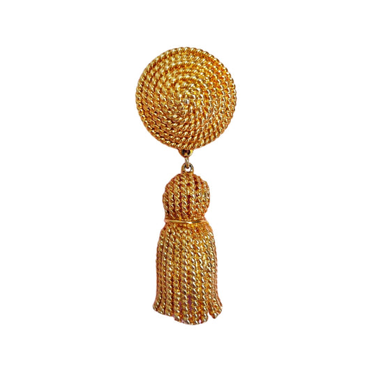 1980s Gold Plated Rope Tassel Swing Brooch