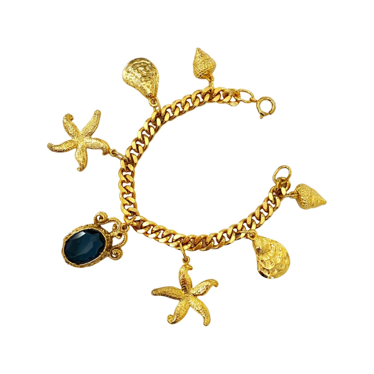 1990s Nautical Charm Bracelet with Blue Swarovski