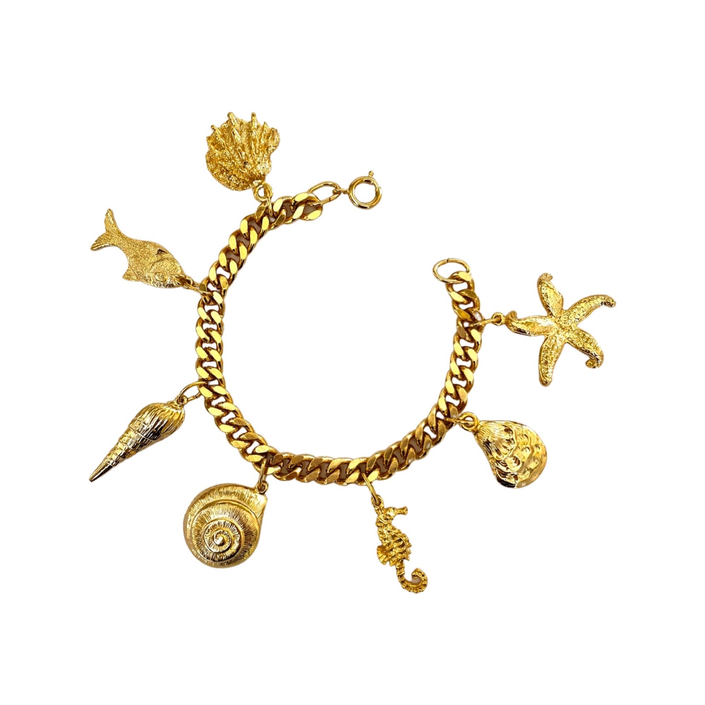 1990s Gold Plated Nautical Charm Bracelet