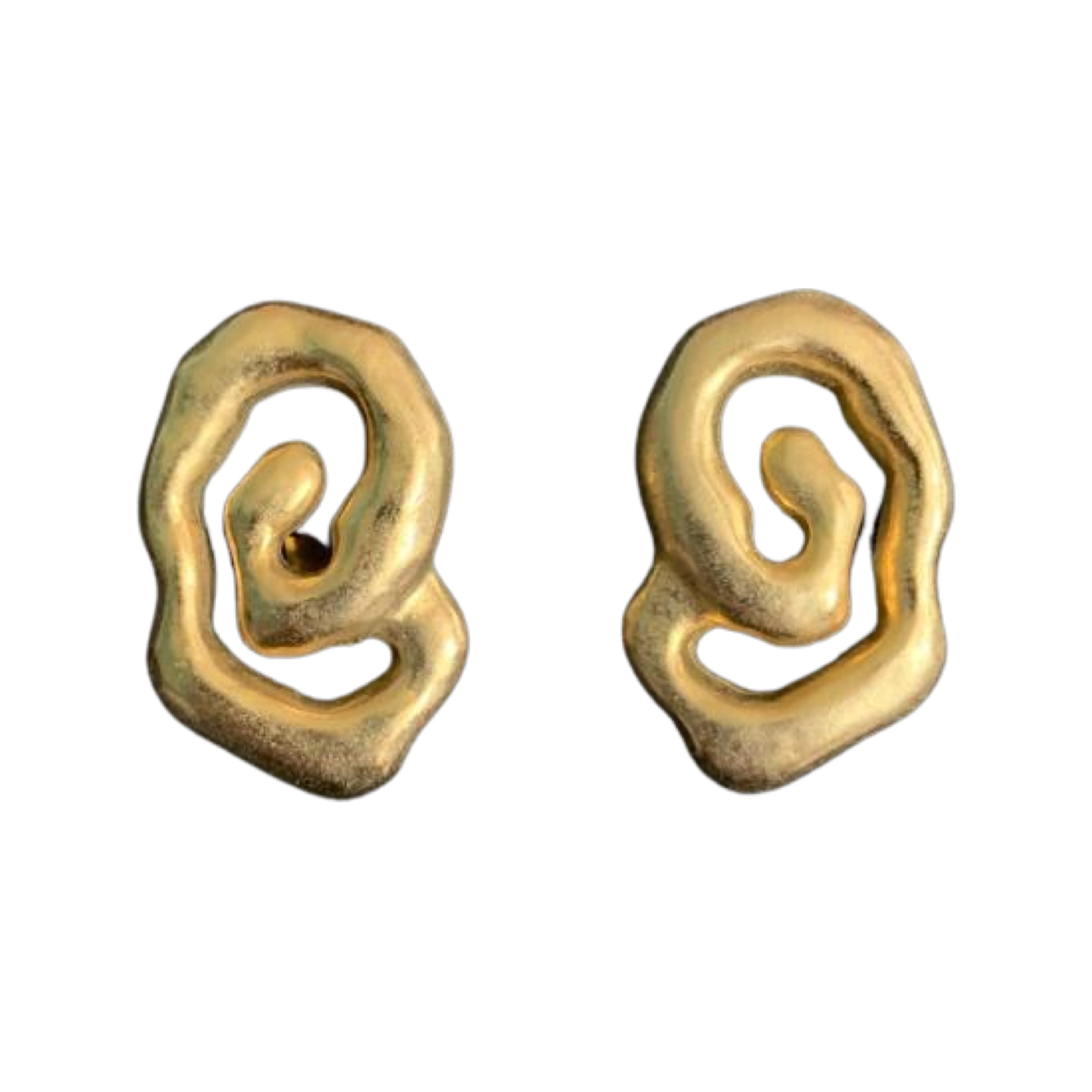 1990s Brushed Gold Swirl Statement Earrings- Clip on