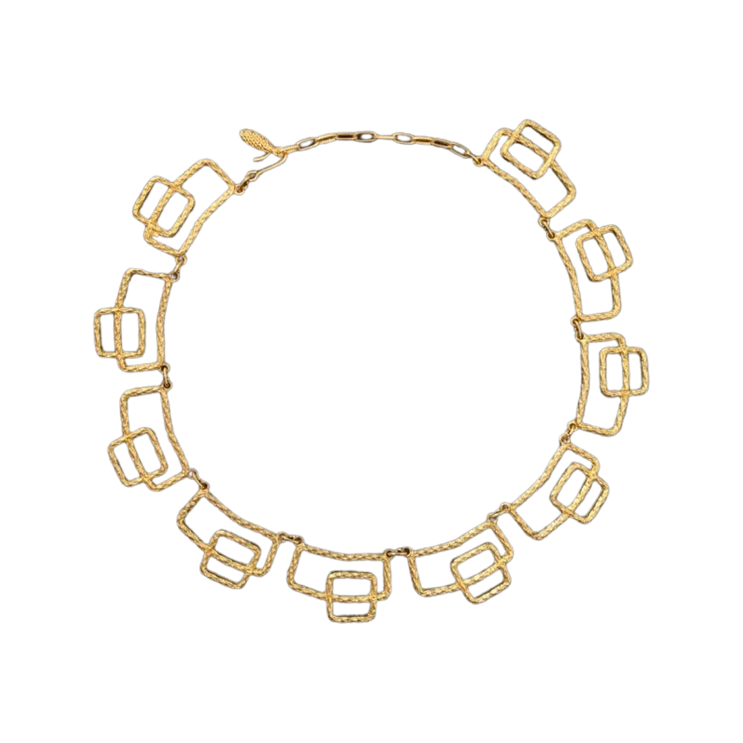 1980s Gold Tone Graphic Necklace - Square