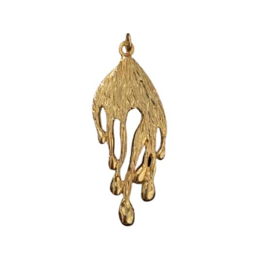 1990s Gold Plated Drip / Slime Necklace Pendant