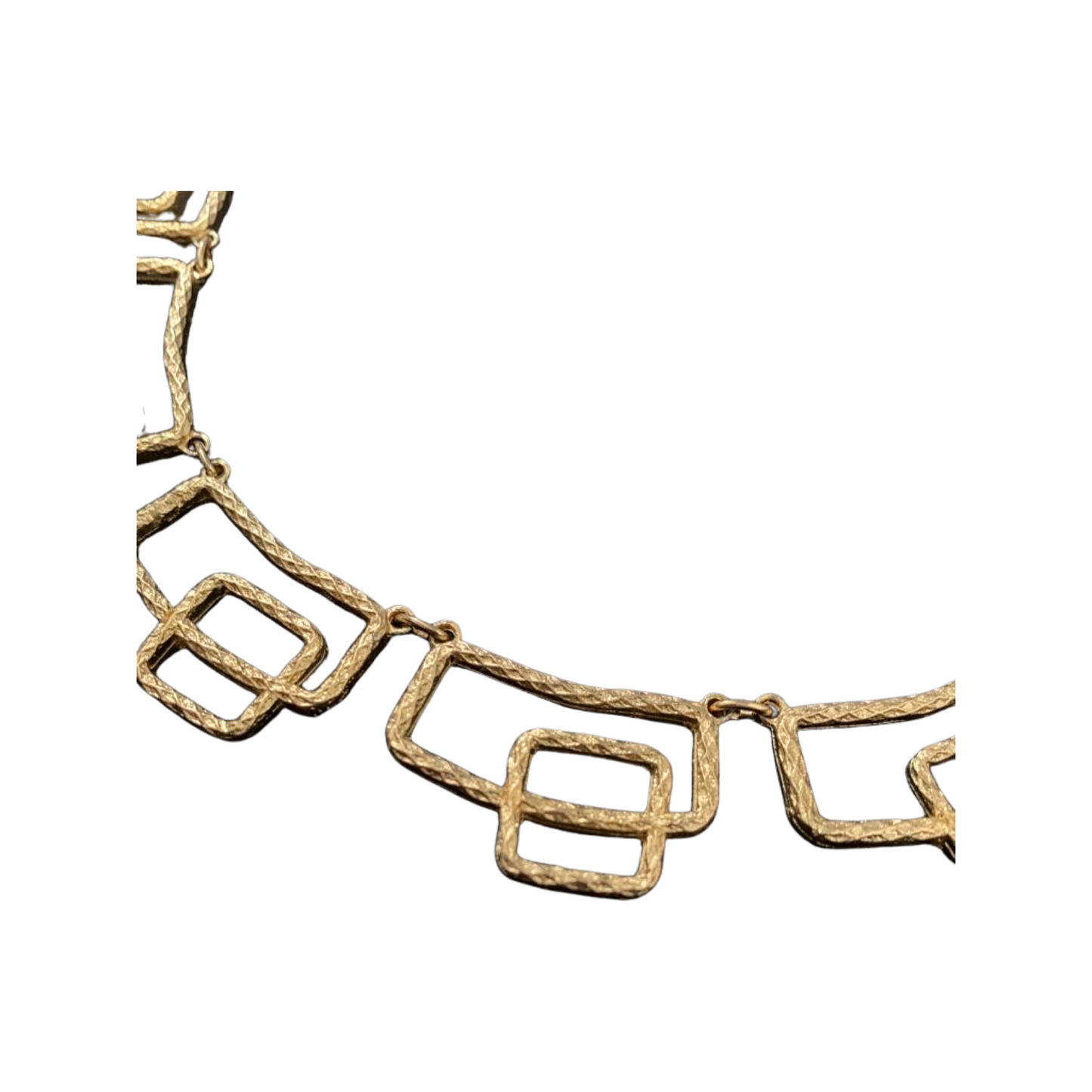 1980s Gold Tone Graphic Necklace - Square