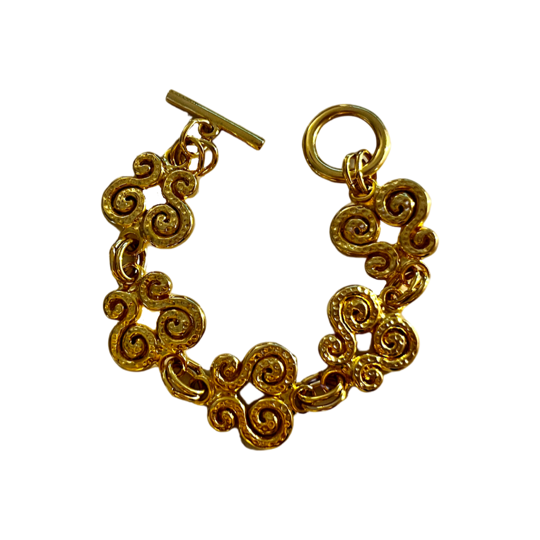 1990s Gold Plated Scroll Bracelet