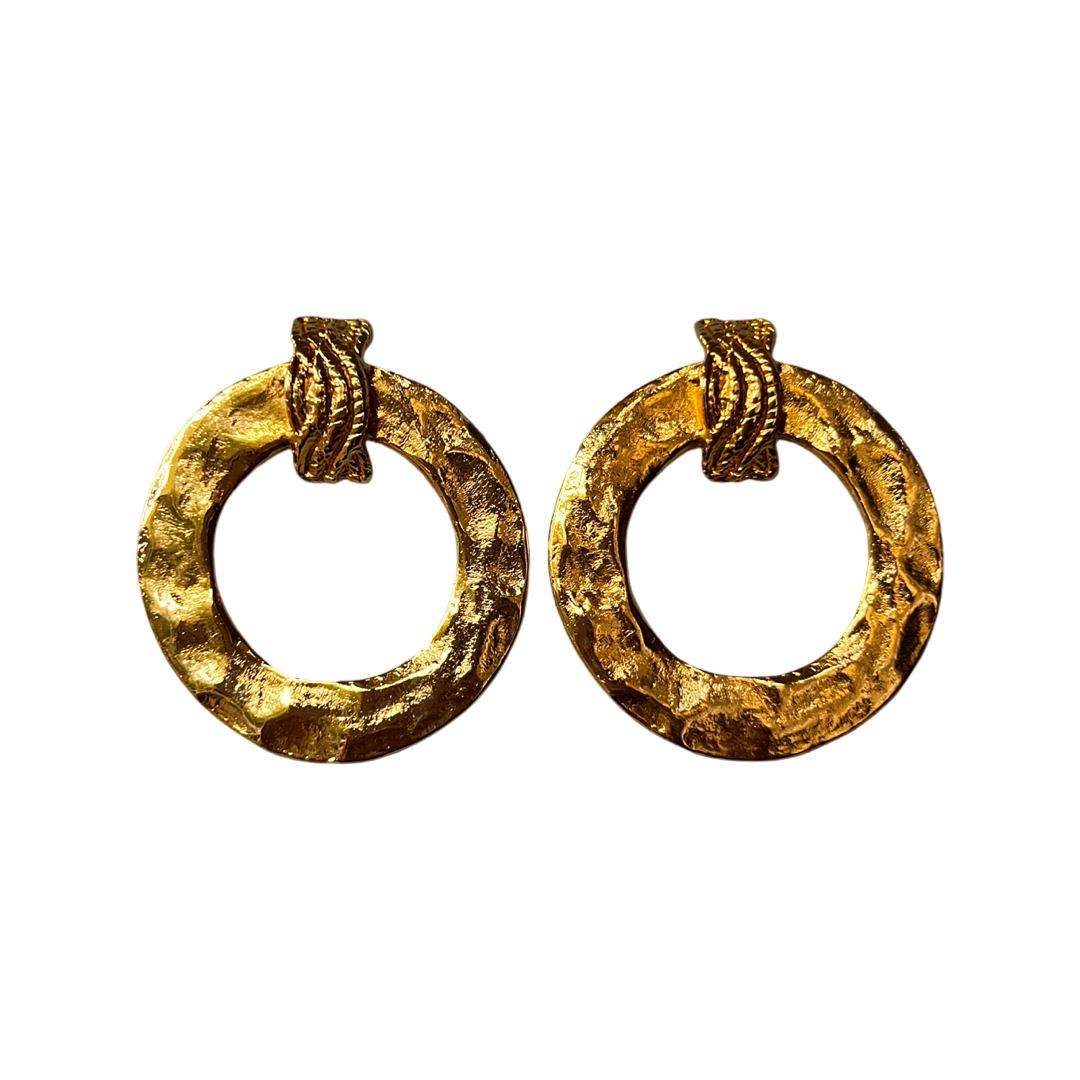 1990s Large Gold Plated Statement Earrings - Post