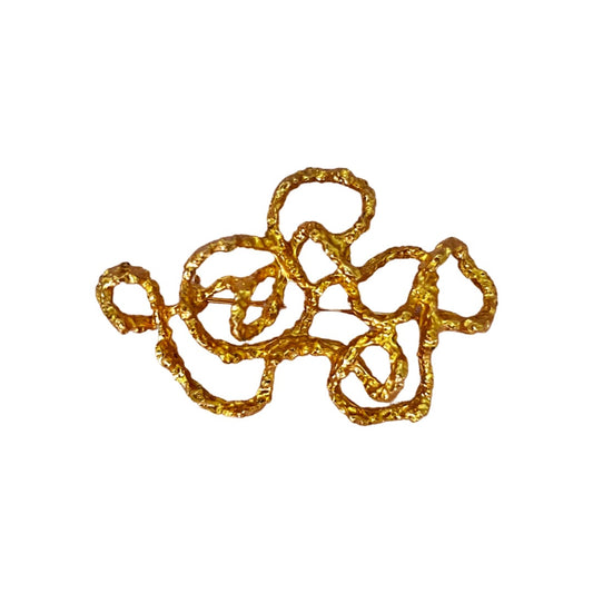 1990s Gold Plated Squiggle Brooch