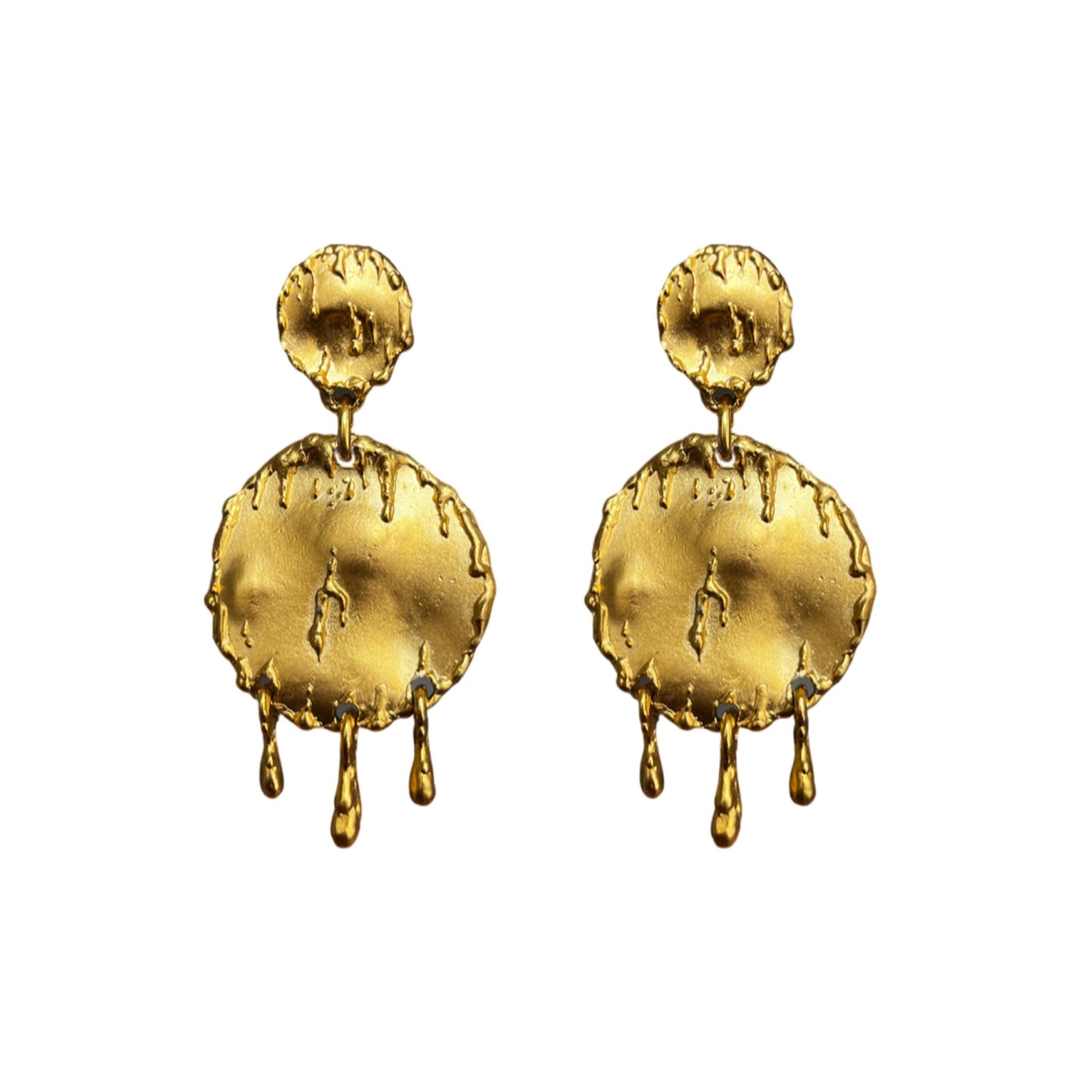 1990s Brushed Gold Chris de Brett Drip Earrings - Clip On