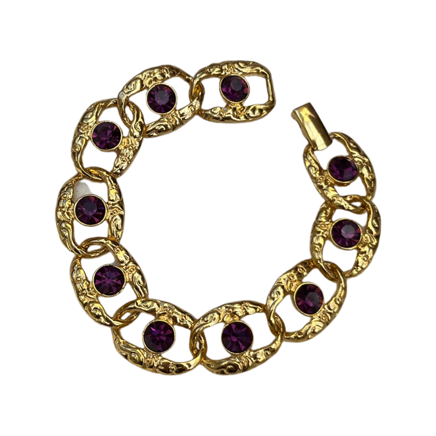 1990s Gold Plated Amethyst Swarovski Bracelet