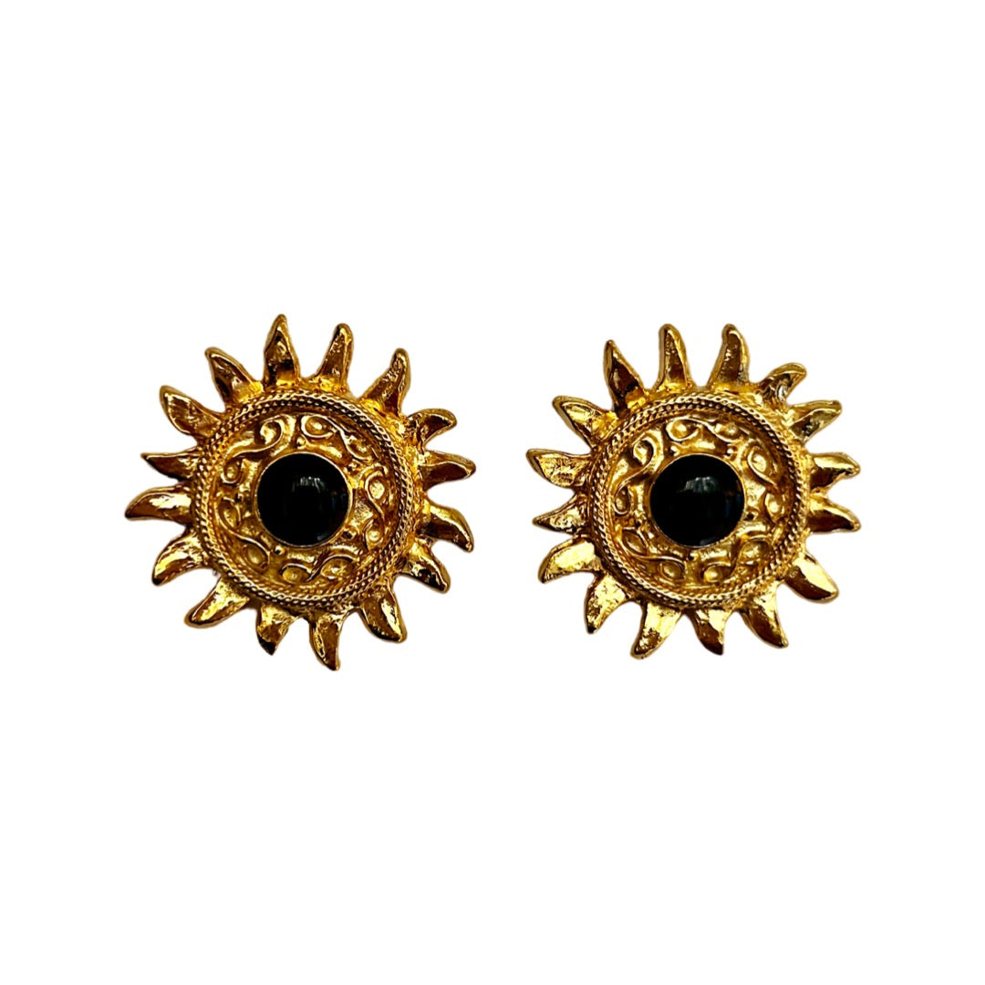 1990s Sunburst Earrings - Clip on