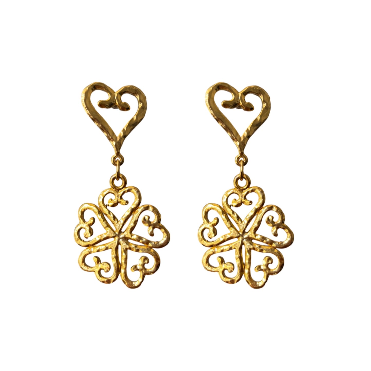 1990s Gold Plated Love Earrings - Post