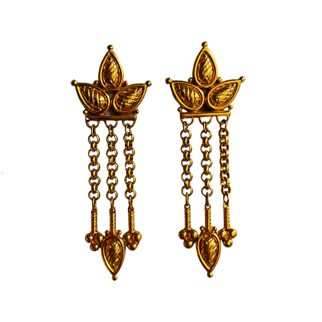 1990s Etruscan Dangle Statement Earrings - Clip