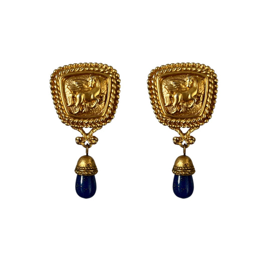 1990s Etruscan Statement Earrings - Post