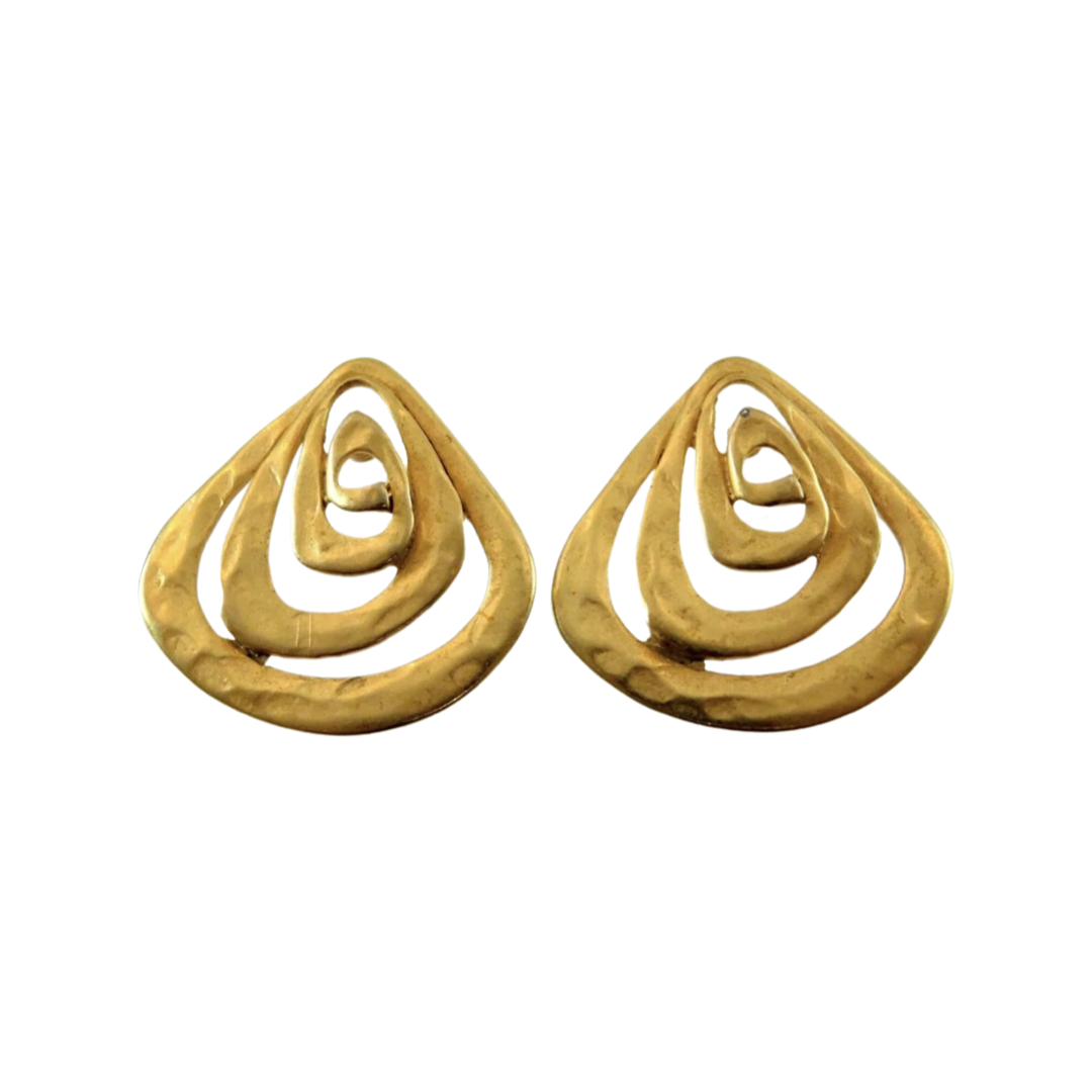 1990s TAT Gold Plated Abstract Earrings - Post