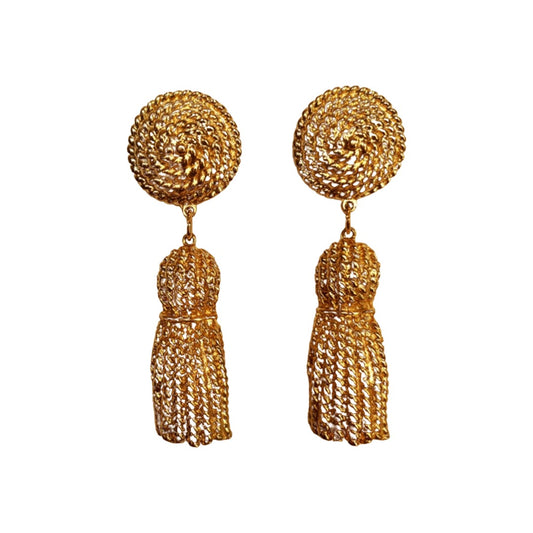 1990s Swing Rope Tassel Earrings - Clip on